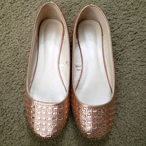 David's Bridal rose gold flats, size 8